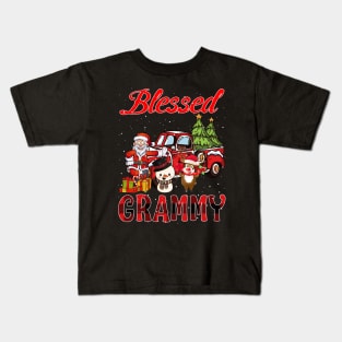 Blessed Grammy Red Plaid Christmas Kids T-Shirt